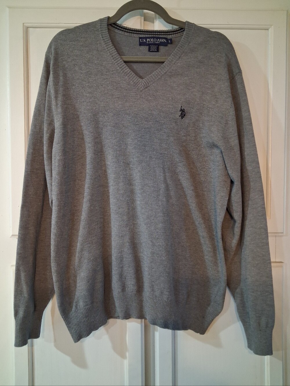 US Polo ASSN V Neck Pony Long Sleeves Stretch Performance Classic Sweater L